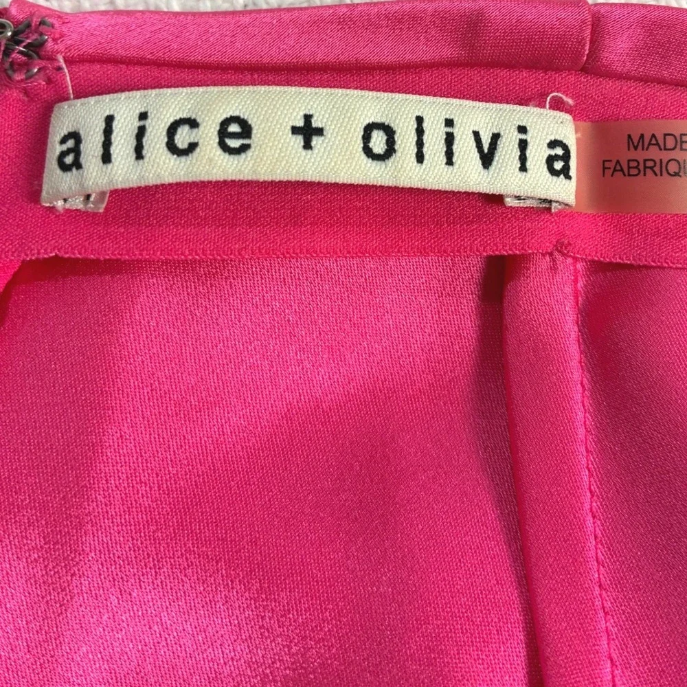 Alice + Olivia Midi Satin Skirt Fuchsia Pink Designer Luxury  Barbiecore Chic 0